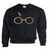 ALLNTRENDS Adult Sweatshirt Harry Glasses Scar Gold Print Popular Top (2XL, Black Gold)