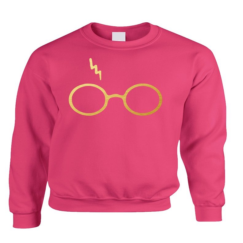 ALLNTRENDS Adult Sweatshirt Harry Glasses Scar Gold Print Popular Top (3XL, Heliconia Pink Gold)