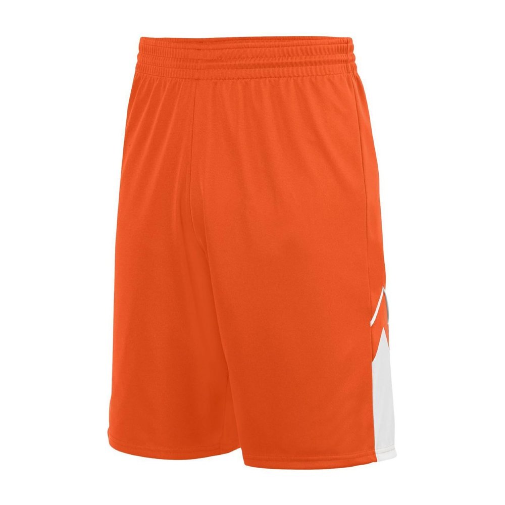Augusta Sportswear Youth Alley-OOP Reversible Shorts, Orange/White, M