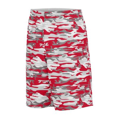 Augusta Sportswear Youth Reversible Wicking Shorts, Red Mod/White, L