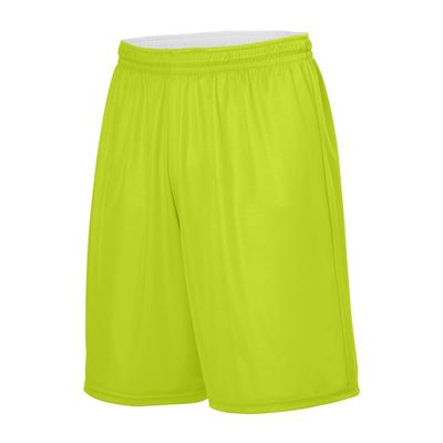 Augusta Sportswear Youth Reversible Wicking Shorts, Lime/White, M
