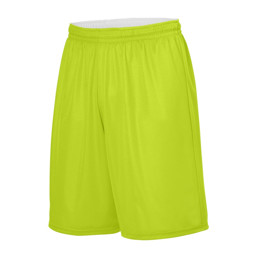 Augusta Sportswear Youth Reversible Wicking Shorts, Lime/White, M