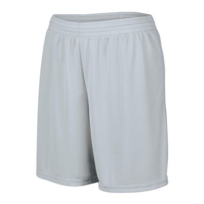 Augusta Sportswear Ladies' Octane Workout Shorts - 7 Inch Inseam Gym Athletic Attire for Women, Silver, Medium