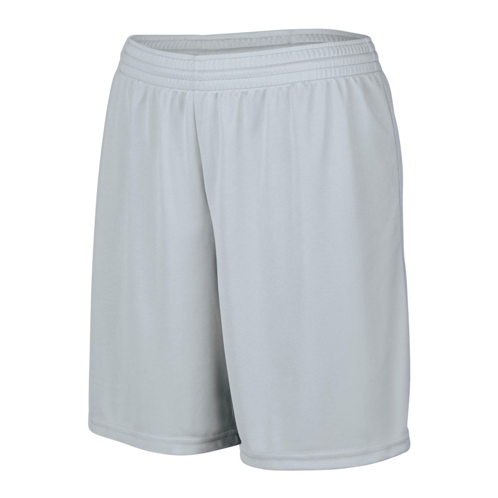 Augusta Sportswear Ladies' Octane Workout Shorts - 7 Inch Inseam Gym Athletic Attire for Women, Silver, Medium