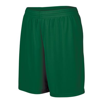 Augusta Sportswear Ladies' Octane Workout Shorts - 7 Inch Inseam Gym Athletic Attire for Women, Dark Green, Medium