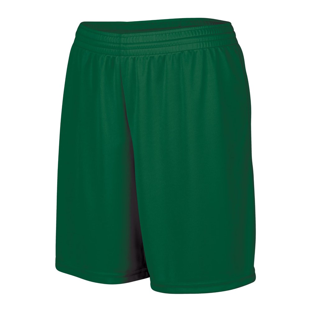 Augusta Sportswear Ladies' Octane Workout Shorts - 7 Inch Inseam Gym Athletic Attire for Women, Dark Green, Medium
