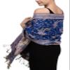 Achillea Soft Silky Reversible Paisley Pashmina Shawl Wrap Scarf w/Fringes (Royal Blue) view 2