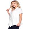 12 Ami Basic Solid Short Sleeve Open Front Cardigan Ivory Extra Large view 2