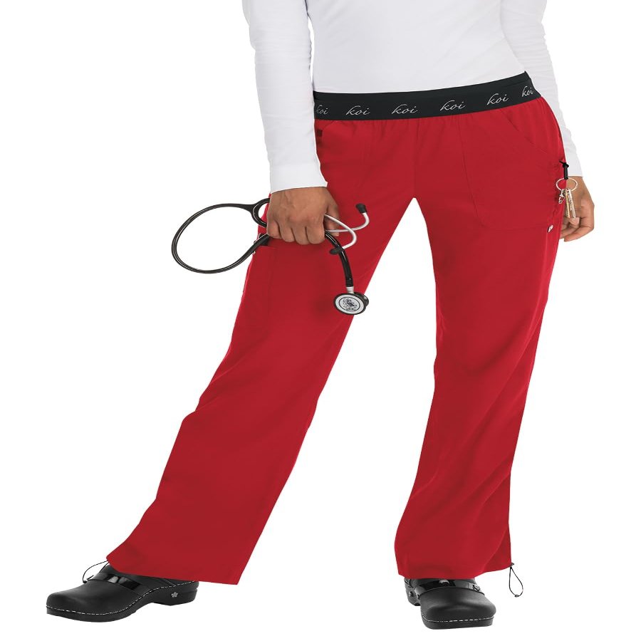 KOI Lite Spirit Women's 5-Pocket Stretch Yoga-Style Scrub Pants Ruby XX-Large