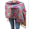 Flyingeagle Trade Elegant Paisley Pattern Double Layered Woven Multi-Color Pashmina Silky Shawl Scarf for Women (Hot Pink/Teal Blue and Orange) view 1