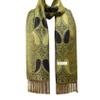 Flyingeagle Trade Elegant Paisley Pattern Double Layered Woven Multi-Color Pashmina Silky Shawl Scarf for Women (Green and Black) view 1