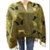 Flyingeagle Trade Elegant Paisley Pattern Double Layered Woven Multi-Color Pashmina Silky Shawl Scarf for Women (Green and Black) view 2