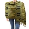 Flyingeagle Trade Elegant Paisley Pattern Double Layered Woven Multi-Color Pashmina Silky Shawl Scarf for Women (Green and Black) view 4