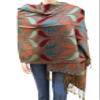 Flyingeagle Trade Elegant Paisley Pattern Double Layered Woven Multi-Color Pashmina Silky Shawl Scarf for Women (Dark Red Teal and Green) view 1