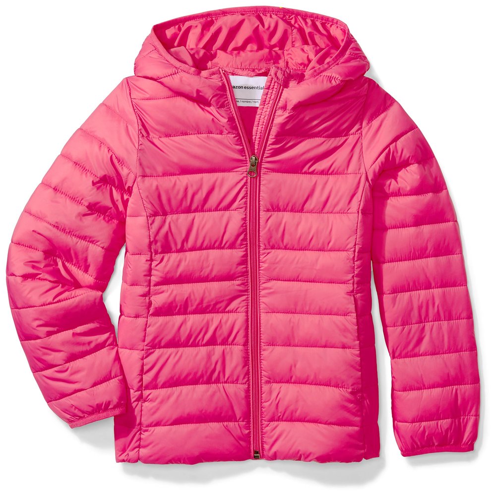 Amazon Essentials Girls' Lightweight Water-Resistant Packable Hooded Puffer Jacket, Dark Pink, XX-Large