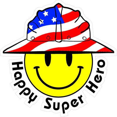 1080 Graphics 3 - Happy Super Hero Smiley USA Hardhat Oilfield Helmet Toolbox Sticker H901