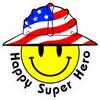 1080 Graphics 3 - Happy Super Hero Smiley USA Hardhat Oilfield Helmet Toolbox Sticker H901 view 1