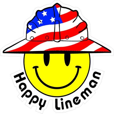 1080 Graphics 3 - Happy Lineman Smiley USA Hardhat Oilfield Helmet Toolbox Sticker H864
