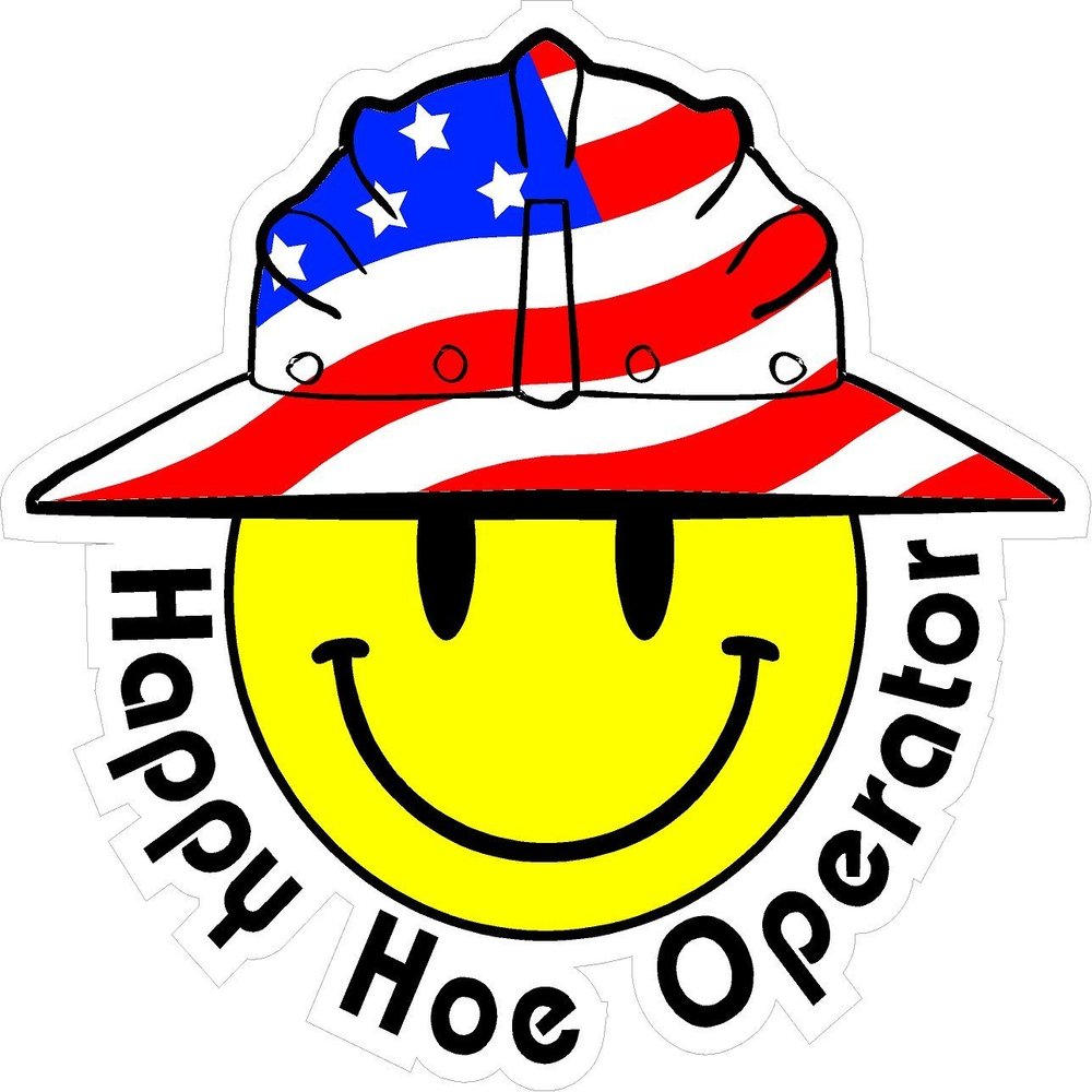 1080 Graphics 3 - Happy Hoe Operator Smiley USA Hardhat Oilfield Helmet Toolbox Sticker H857