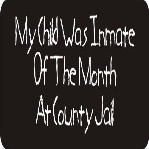1080 Graphics 3 - My Child was Inmate of The Month at County Jail 1 1/4" x 3" Hard Hat Biker Helmet Stickers Bs411