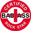 1080 Graphics 3 - Red Certified Bad Ass Rock Star 2" Hard Hat/Helmet Stickers H731 view 1