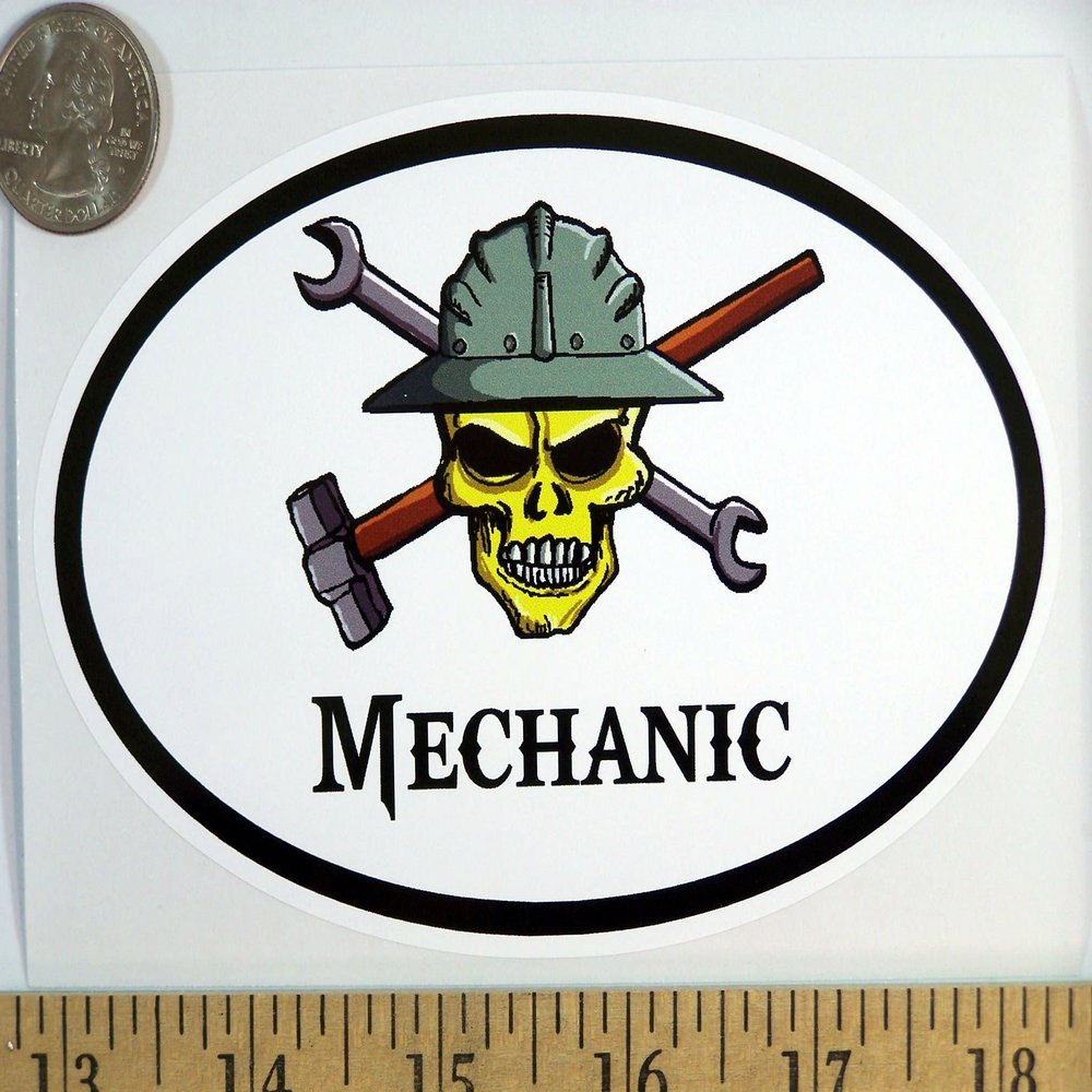1080 Graphics Mechanic 3 1/2" x 5 1/2" Oval Euro Bumper Sticker B163