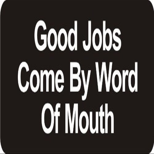 1080 Graphics 3 - Good Jobs Come by Word of Mouth 1 1/4" x 3" Hard Hat Biker Helmet Stickers Bs168