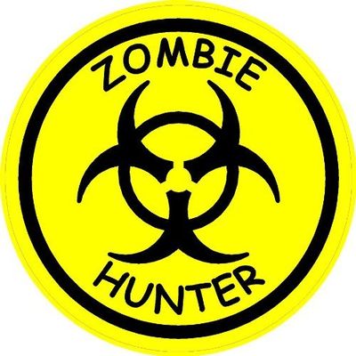 1080 Graphics 3 - Zombie Hunter Yellow Hard Hat/Helmet Stickers 1 1/2" H127