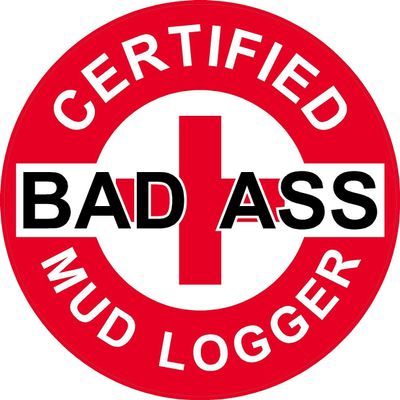 1080 Graphics 3 - Red Certified Bad Ass Mud Logger 2" Hard Hat/Helmet Stickers H713