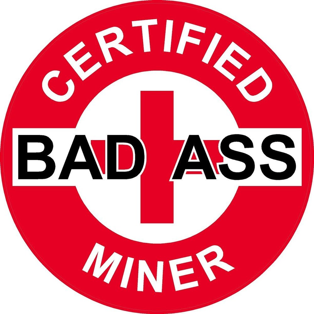 1080 Graphics 3 - Red Certified Bad Ass Miner 2" Hard Hat/Helmet Stickers H710