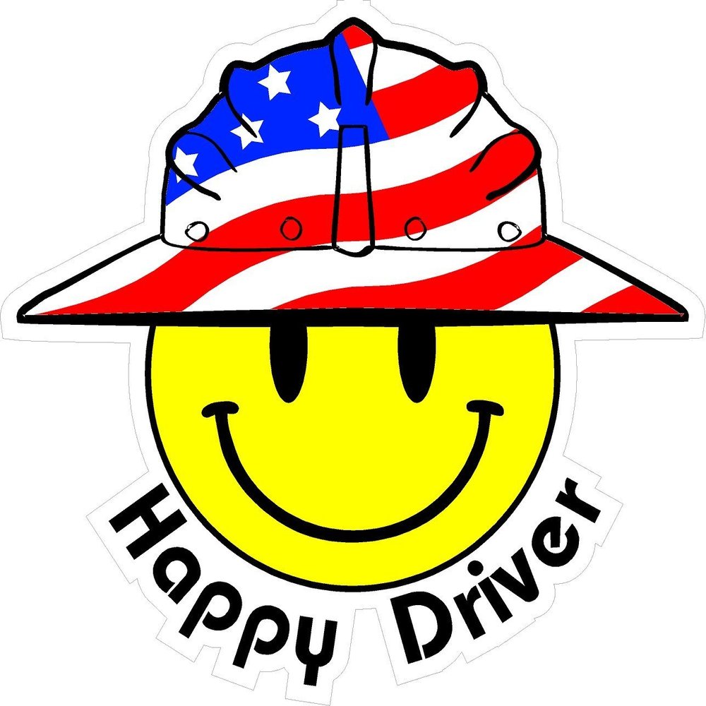 1080 Graphics 3 - Happy Driver Smiley USA Hardhat Oilfield Helmet Toolbox Sticker H836