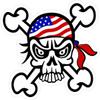 1080 Graphics 3 - Old Glory Skull and Crossbonest Hard Hat/Helmet Stickers 2" x 2" H163 view 1