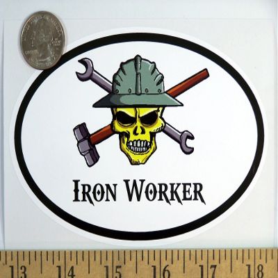 1080 Graphics Iron Worker 3 1/2" x 5 1/2" Oval Euro Bumper Sticker B148
