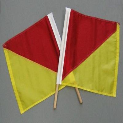 18" x 18" Official Semaphore Signal Flag Set, Sets Include 2 Authentic Nylon Signal Flags Mounted on 24" Wood Poles, Made in USA
