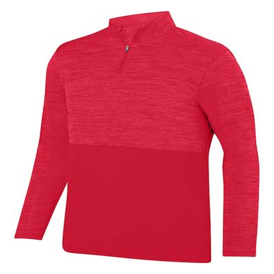 Augusta Sportswear Shadow Tonal Heather 1/4 Zip Pullover XL Red