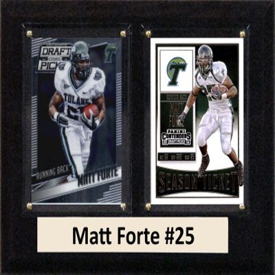 C&I Collectables NCAA Tulane Green Wave Men's Matt Forte Two Card Plaque, Brown, 6"X8"