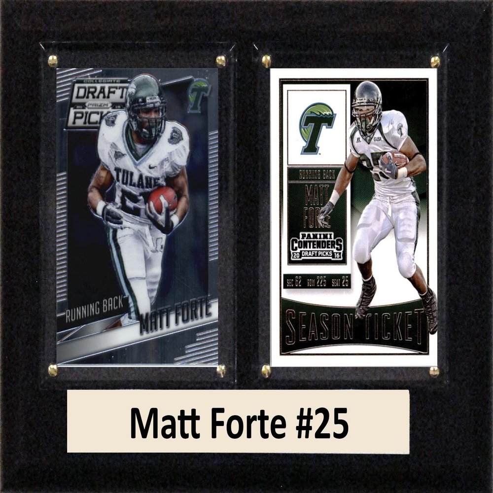 C&I Collectables NCAA Tulane Green Wave Men's Matt Forte Two Card Plaque, Brown, 6"X8"