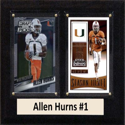 C&I Collectables NCAA Miami Hurricanes Men's Allen Hurns Two Card Plaque, Brown, 6"X8"