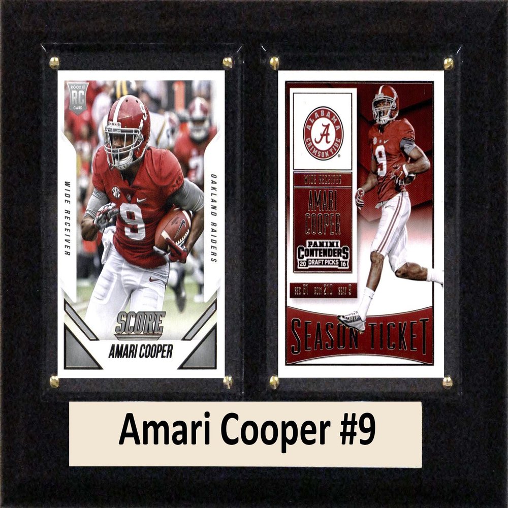 C&I Collectables NCAA Alabama Crimson Tide Men's Amari Cooper Two Card Plaque, Brown, 6"X8"