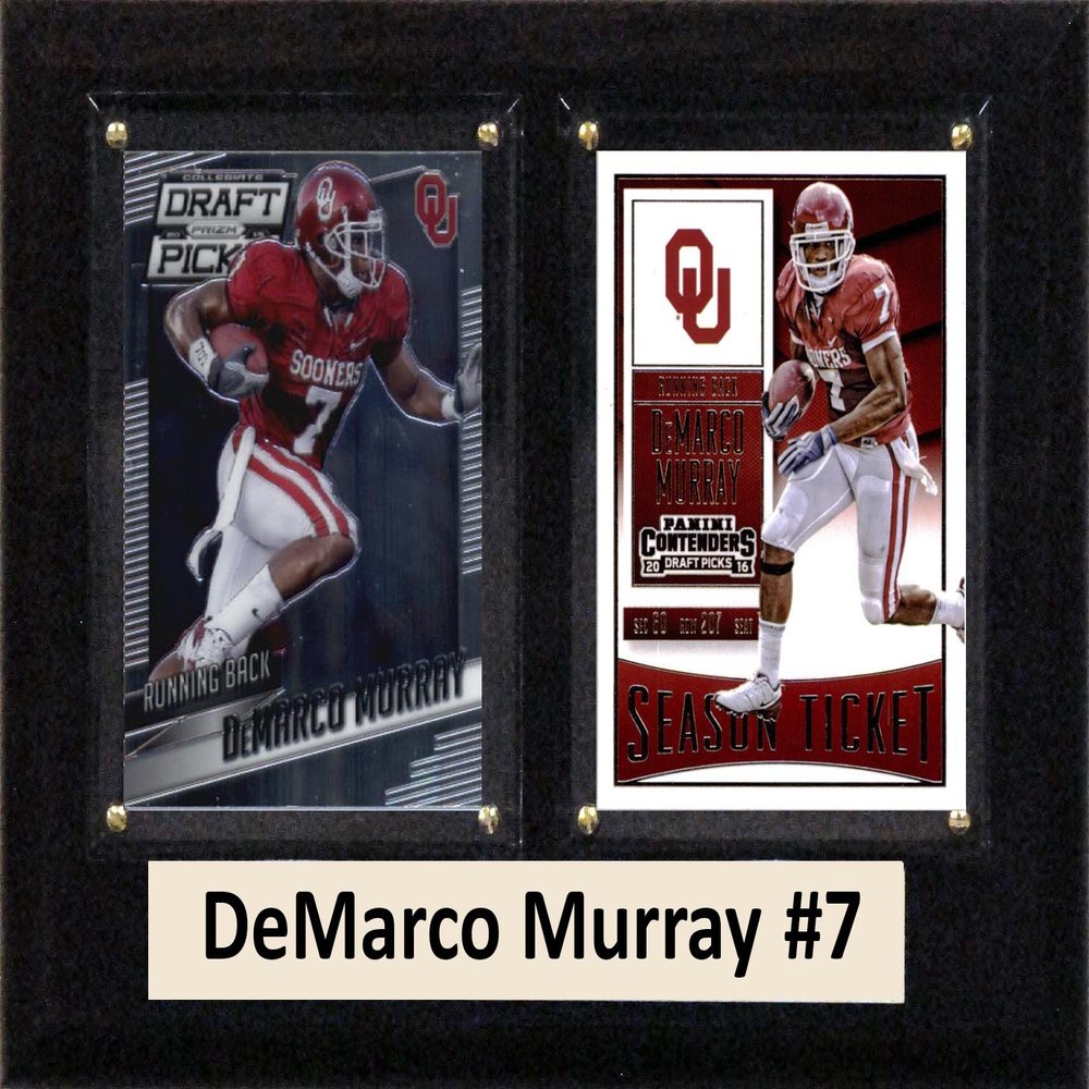 C&I Collectables NCAA Oklahoma Sooners Men's Demarco Murray Two Card Plaque, Brown, 6"X8"