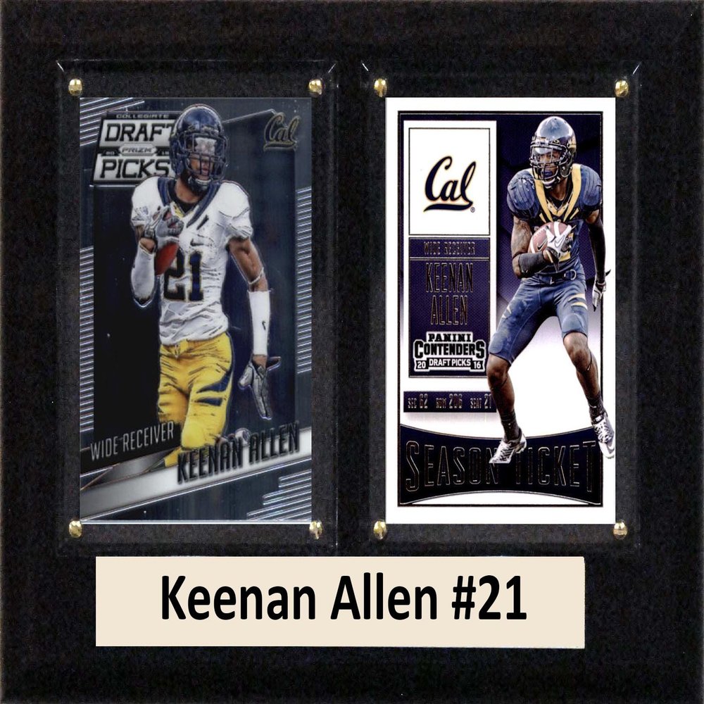 C&I Collectables NCAA California Golden Bears Men's Keenan Allen Two Card Plaque, Brown, 6"X8"
