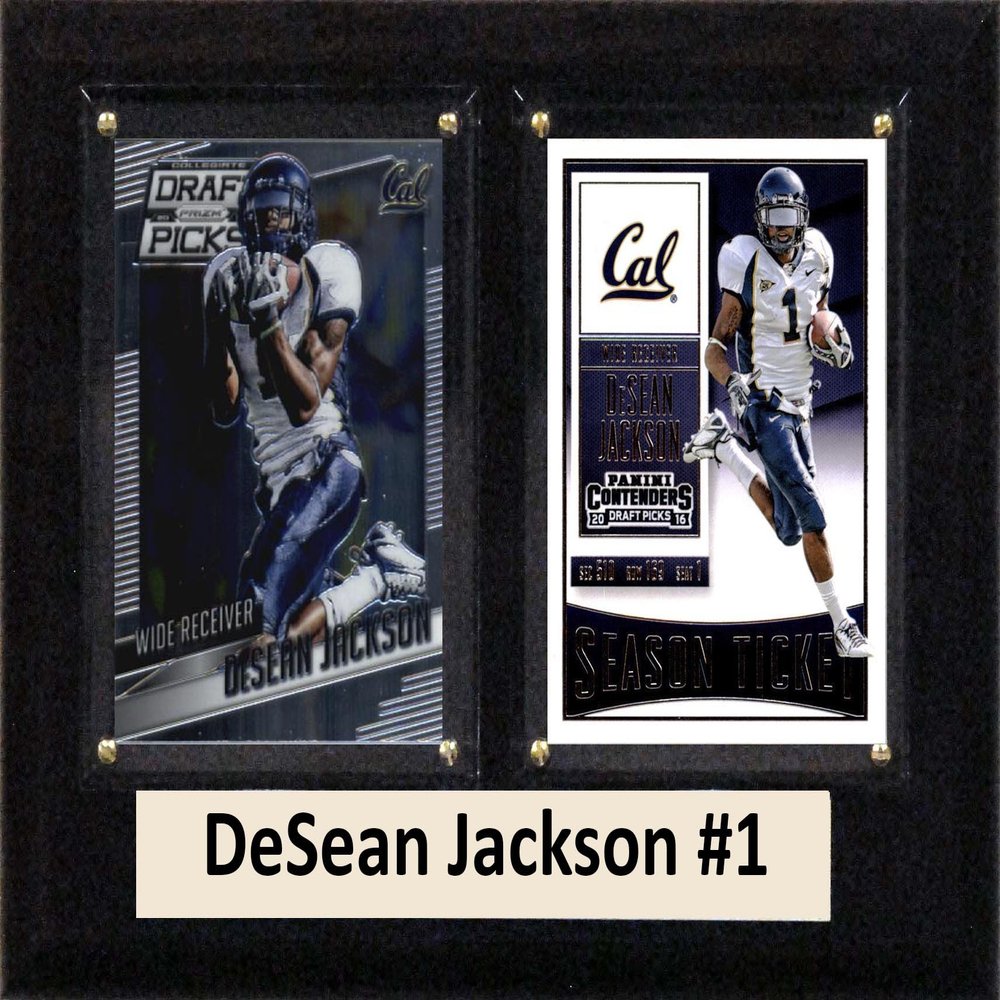 C&I Collectables NCAA California Golden Bears Men's Desean Jackson Two Card Plaque, Brown, 6"X8"
