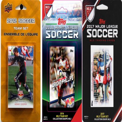 C&I Collectables MLS New York Red Bulls Men's 3 Different Licensed Trading Card Team Sets, White