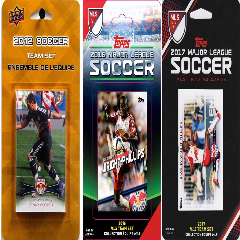 C&I Collectables MLS New York Red Bulls Men's 3 Different Licensed Trading Card Team Sets, White
