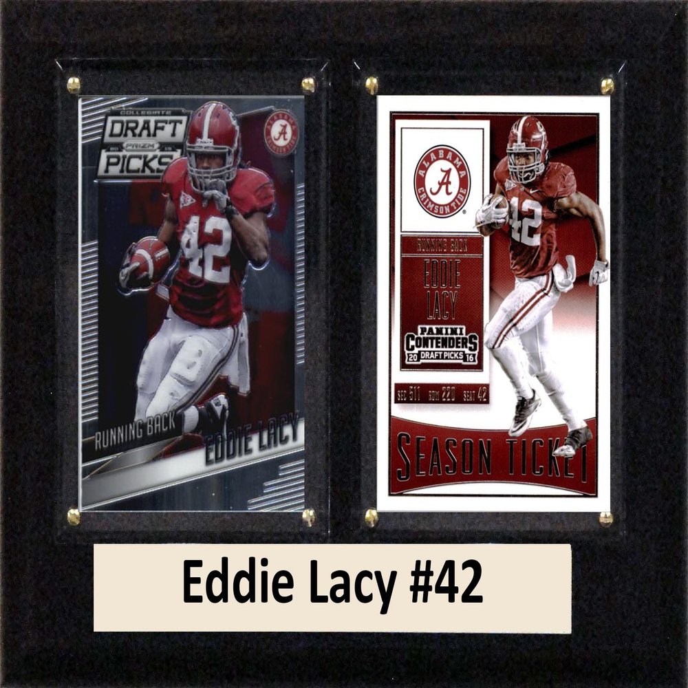 C&I Collectables NCAA Alabama Crimson Tide Men's Eddie Lacy Two Card Plaque, Brown, 6"X8"