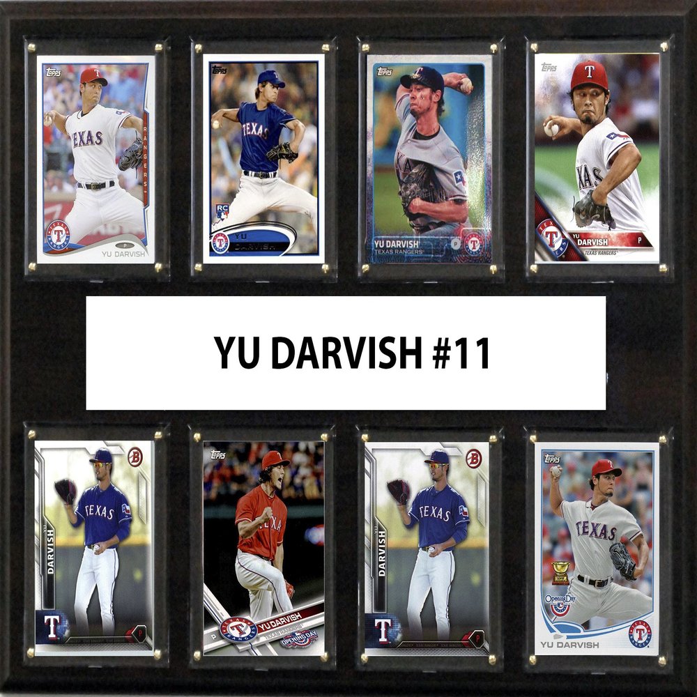 MLB Texas Rangers Men's Yu Darvish 8-Card Plaque, Brown