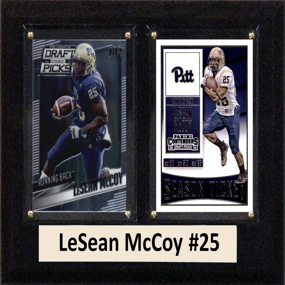 C&I Collectables NCAA Pittsburgh Panthers Men's LeSean McCoy Two Card Plaque, Brown, 6"X8"