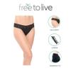 6 Pack: Lace Band Cotton Thong Panties, All Black, XL view 2