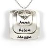 Square Lucky Three Sterling Silver Personalized Necklace Comes with 3 Customizable Charms and a Sterling Silver Heart Charm. Your Choice Of 925 Chain. Gifts for Her, Mother, Grandmother, Wife view 1