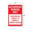 Authorized Parking Only Subject to Towing, 12 x 18 Inch, Red on White, Self-Adhesive Vinyl Sticker view 2